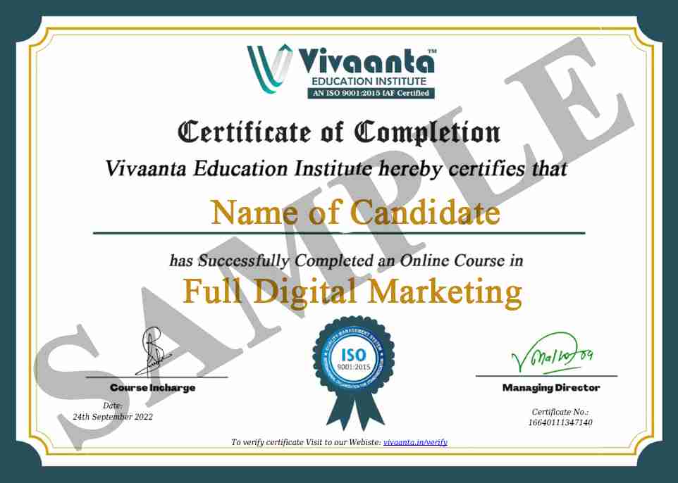 Vivaanta Education Institute Certificate